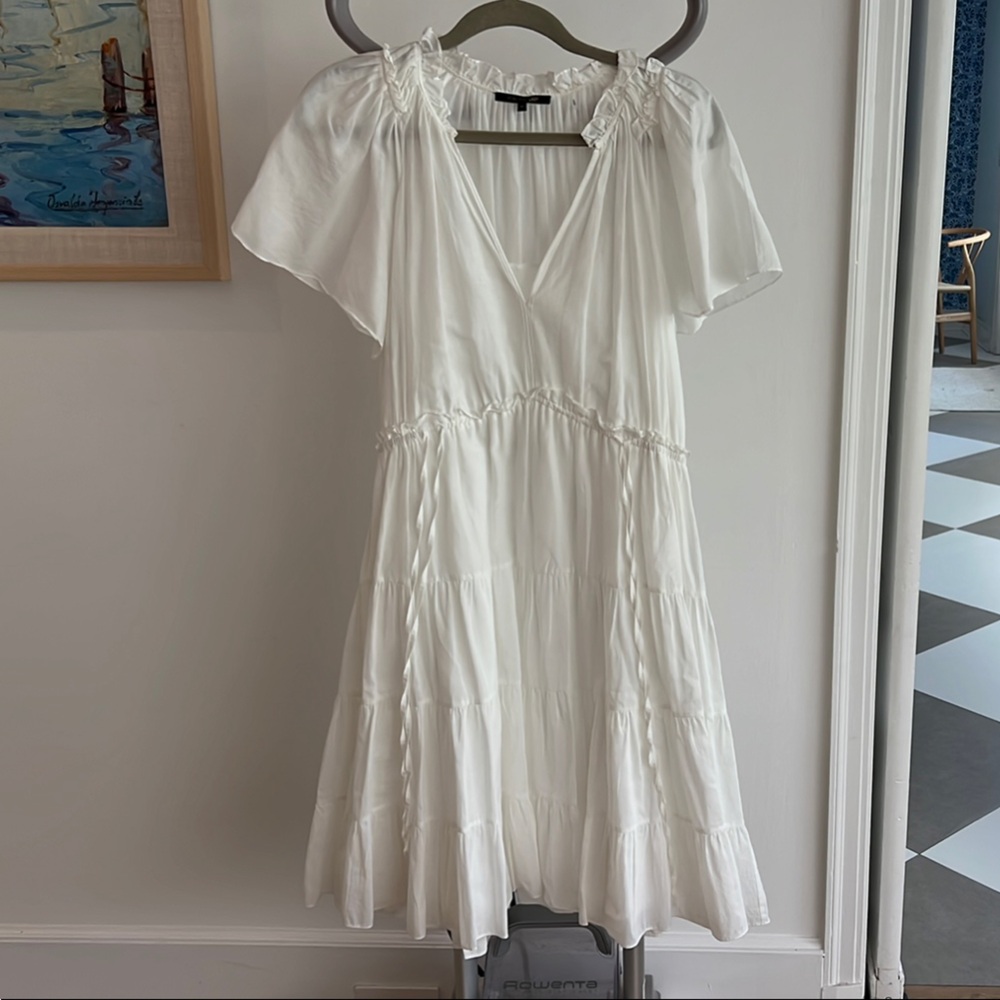 Kobi Halperin White Ruffled Tiered Sundress